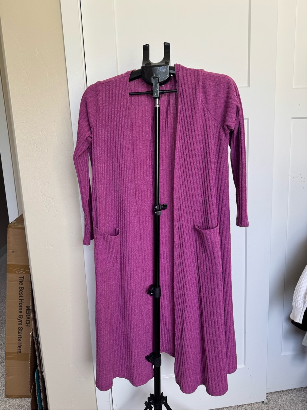 LuLaRoe Long Ribbed Open-Front Cardigan - Magenta